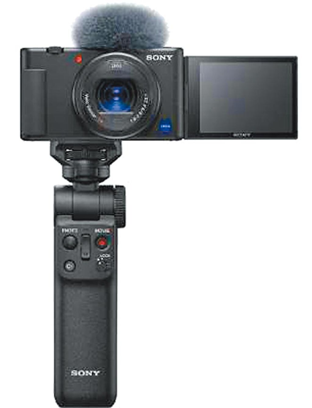 SONY「VLOGCAM ZV-1」ZV-1G Shooting Grip Kit針對Vlog所需強化設計。（摘自biccamera.com）