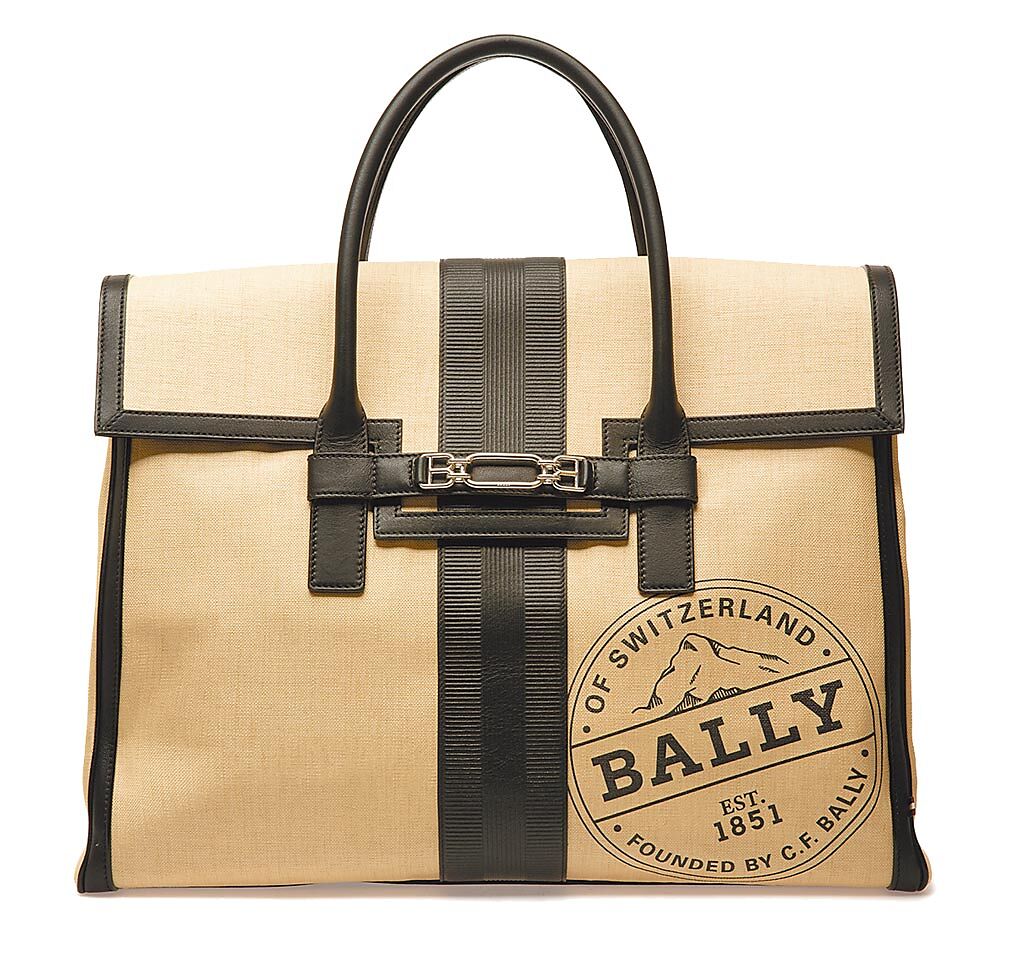 BALLY VESTIGE系列，拼色帆布1851裝飾托特包，4萬7600元。（BALLY提供）