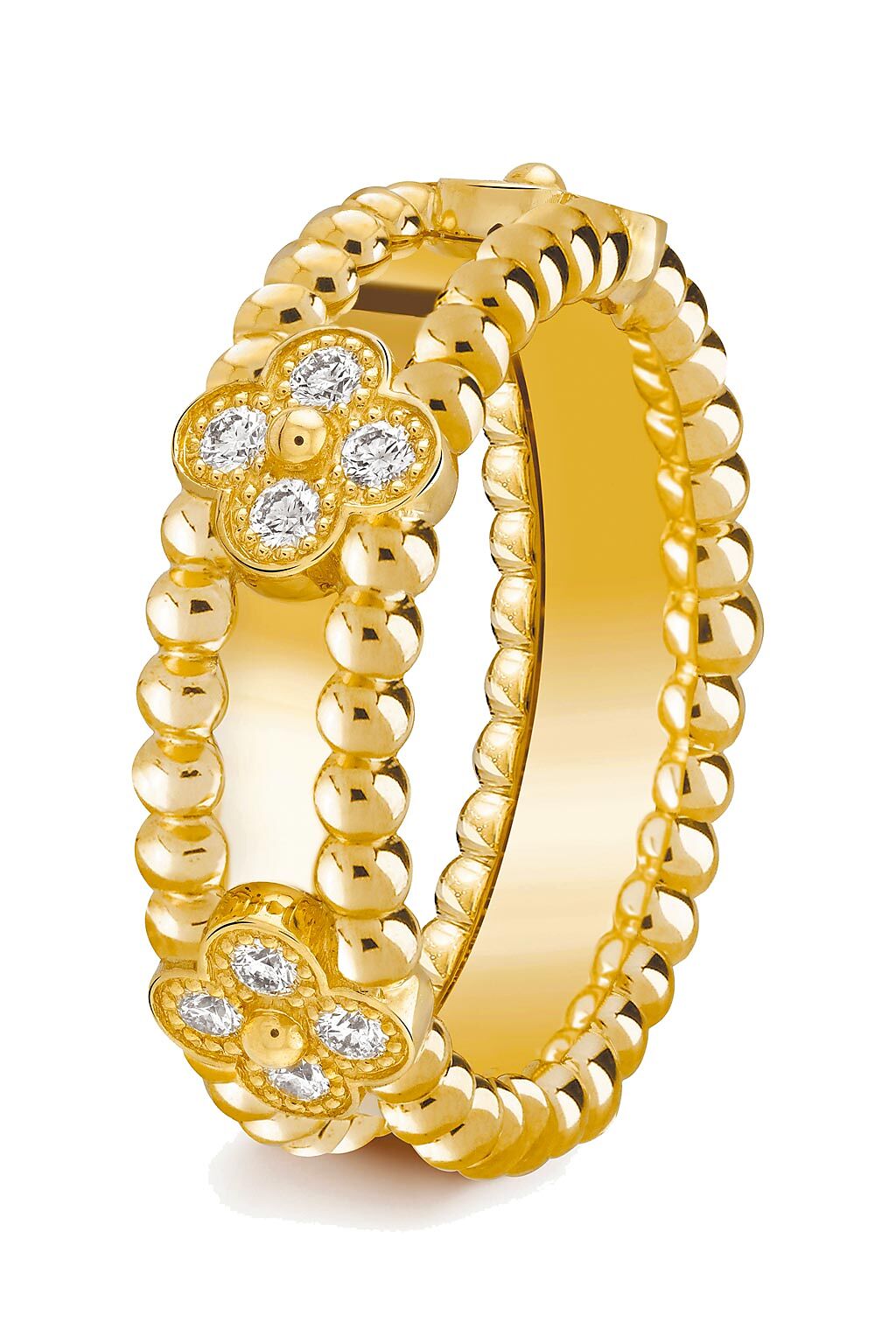 5.梵克雅寶Perlee sweet clovers戒指，黃K金、鑽石，20萬3000元。（Van Cleef & Arpels提供）