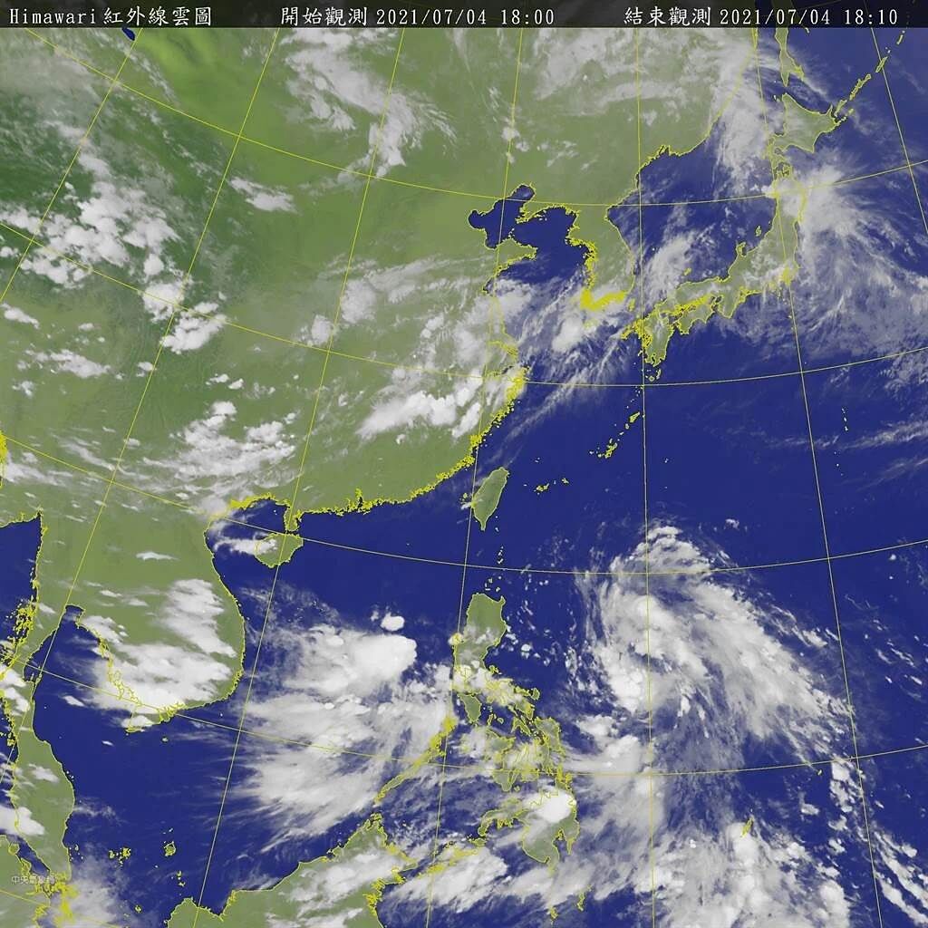 位於菲律賓東方海面的熱帶性低氣壓移動速度快，最快明天白天形成今年第6號颱風「烟花」，不排除發布颱風警報。(圖/氣象局)