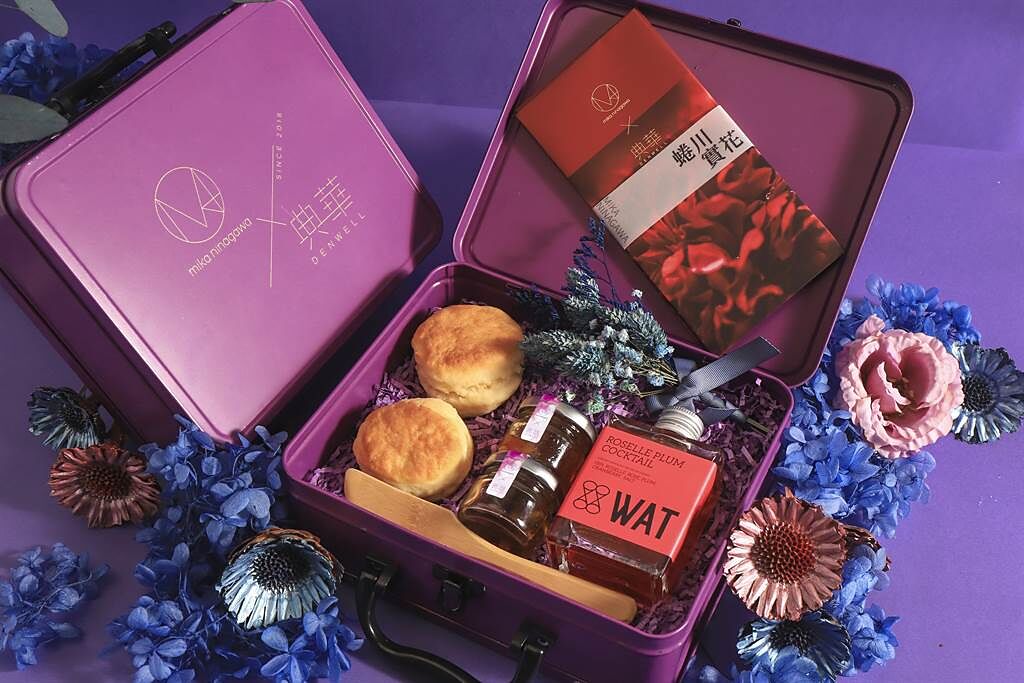 典華美學空間為線上下午茶設計的「Mika下午茶派對盒」，以紫色為主調傳遞浪漫氛圍。（圖／典華婚宴美學空間）