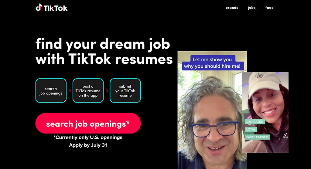滑 TikTok 也可找工作？。（圖片來源：TikTok Resumes）