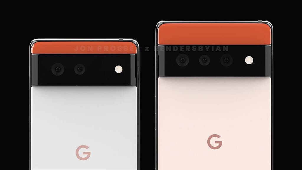 爆料者分享的Google Pixel 6系列手機渲染圖。（摘自FrontPageTech網站）