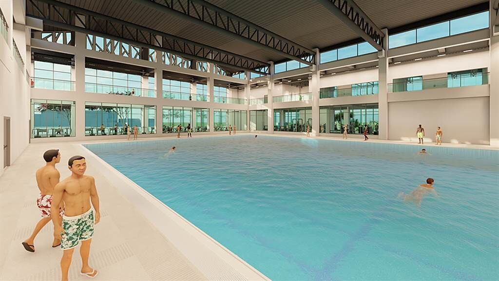 楠仔坑運動中心內將有50公尺水道的室內溫水游泳池。（圖片提供/高雄市政府運發局）