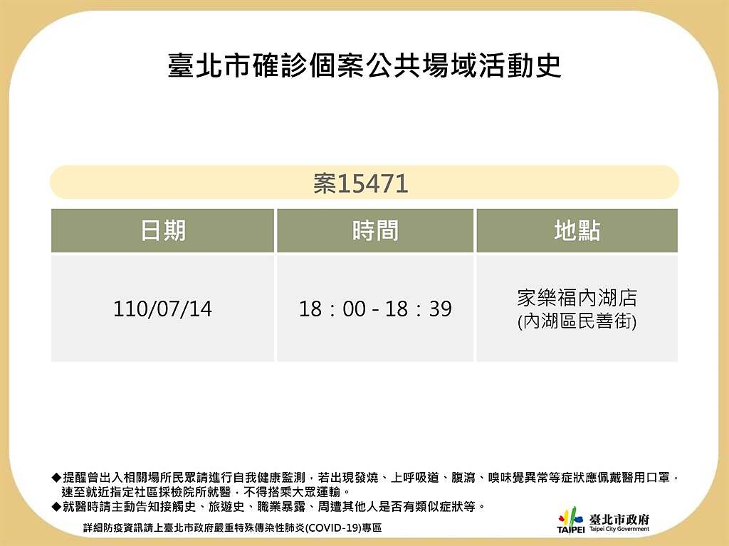 台北市衛生局今日公布兩名個案足跡。（北市府提供）