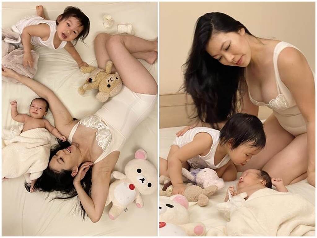 張學仁帶2個女兒為母嬰品牌拍攝，展露好身材。（凱特文化經紀提供）  