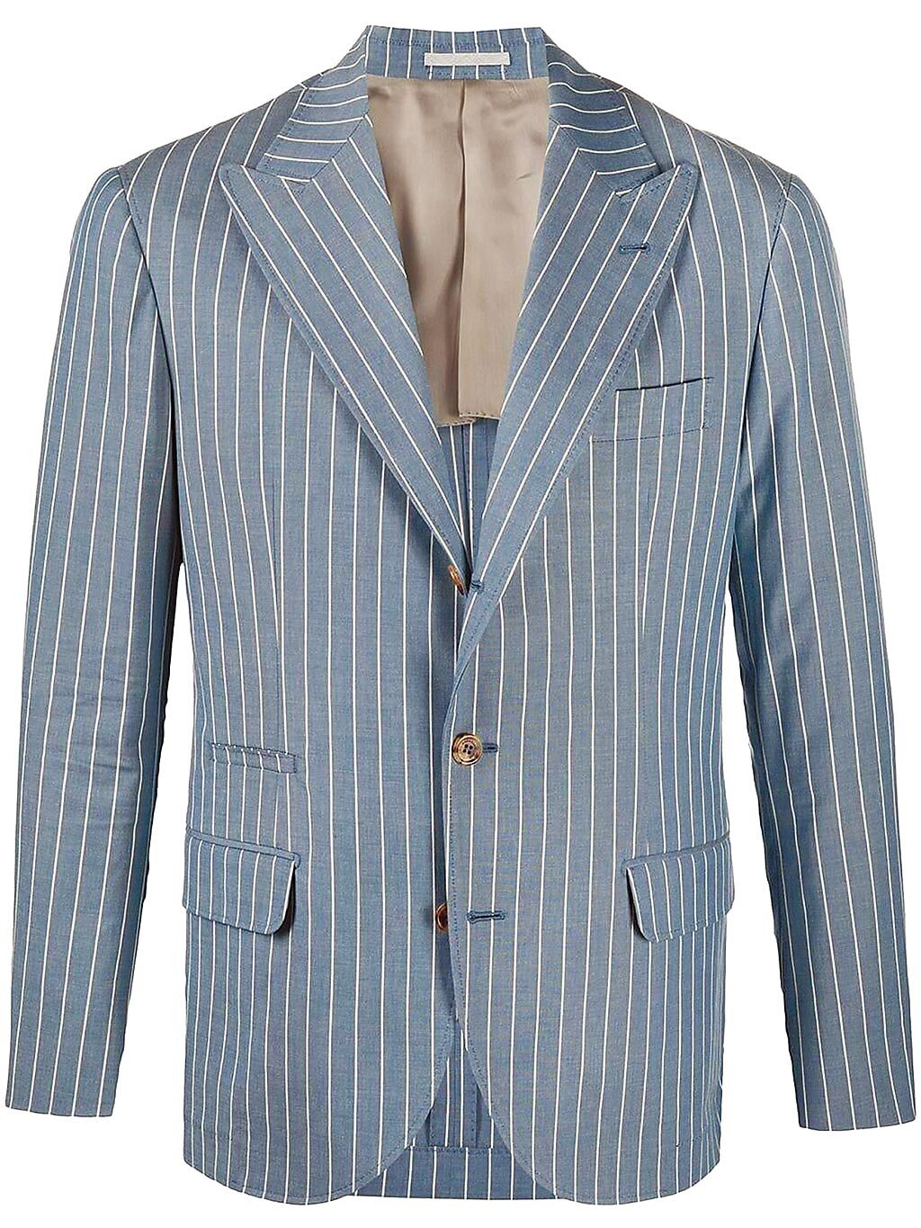 Brunello Cucinelli條紋劍領外套，8萬7800元。（Brunello Cucinelli提供）