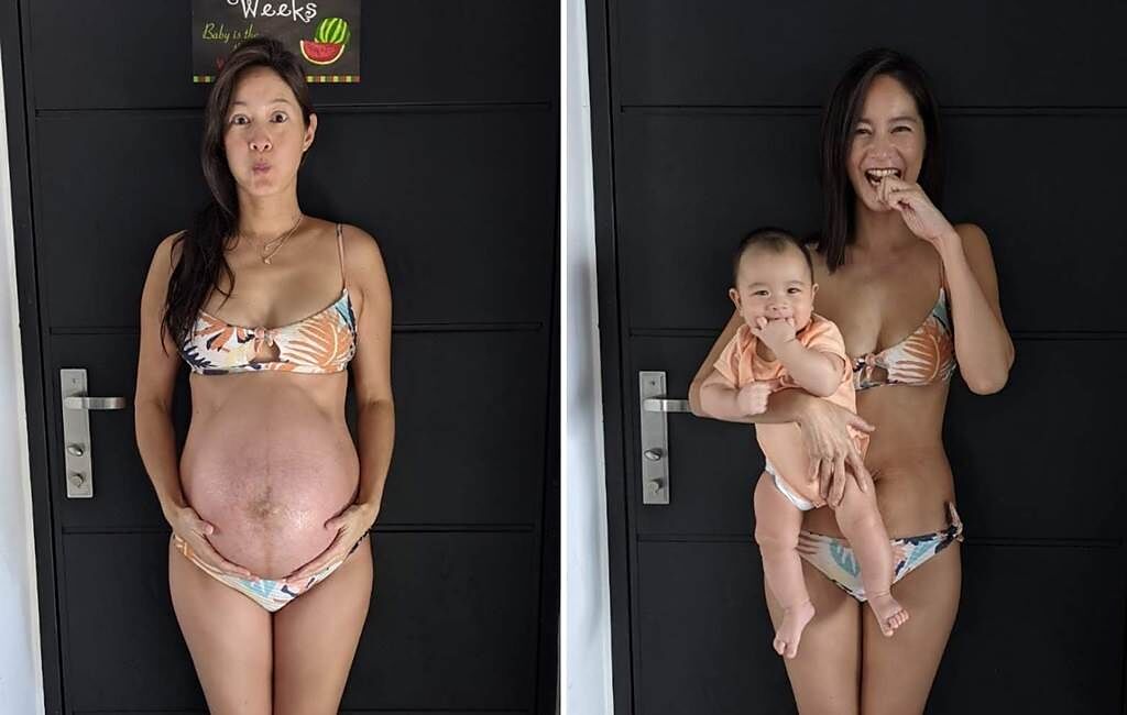 Janet公開懷孕和產後半年的身材變化，讓不少網友看了很感動。（圖／FB@Janet）