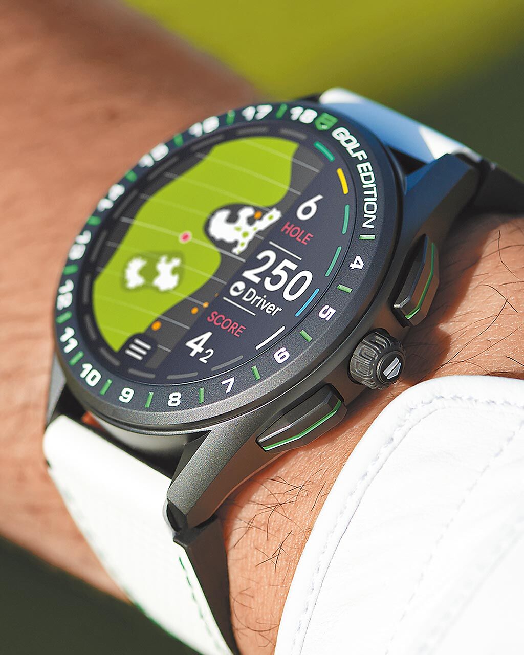 泰格豪雅Connected智能腕表高爾夫球特別版，8萬4100元。（TAG Heuer提供）