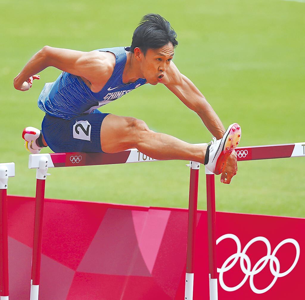 田徑110公尺跨欄準決賽，中華隊陳奎儒跑出13秒57無法晉級決賽。（季志翔攝）