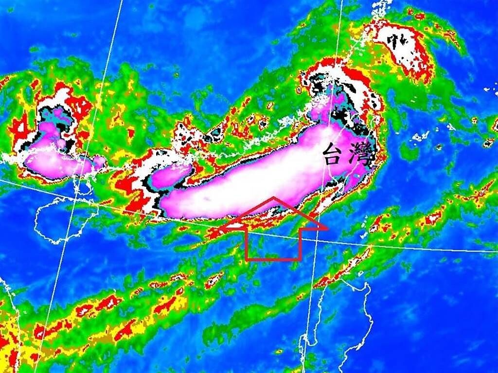 西南氣流挾旺盛對流發展，強降雨直衝西部沿海地區。（翻攝鄭明典臉書）