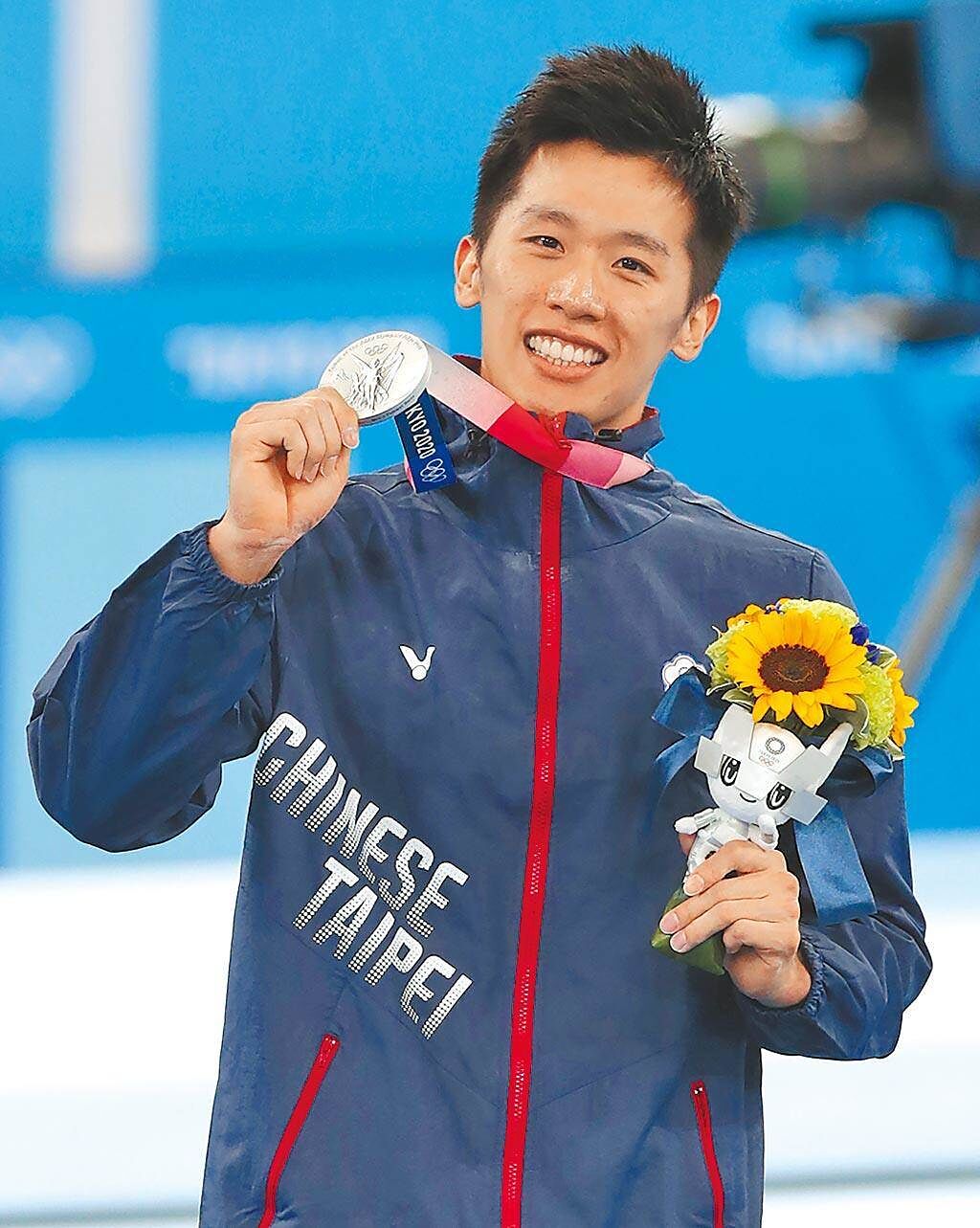 東京奧運體操鞍馬項目，中華隊李智凱拿到銀牌。（季志翔攝）