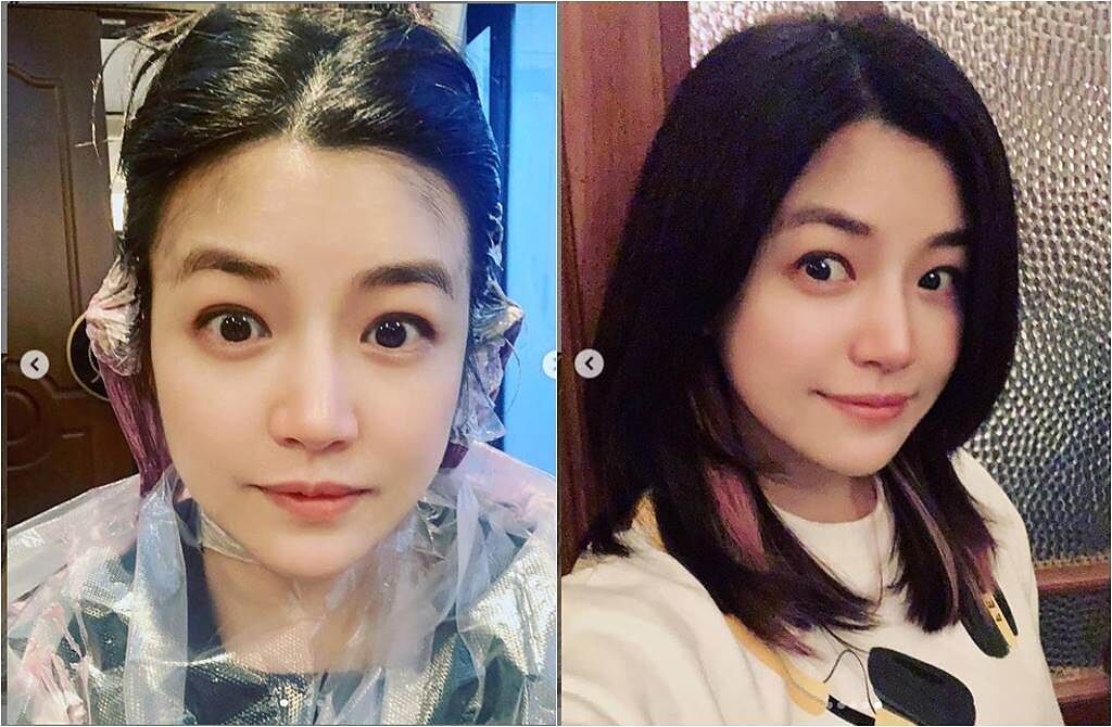 陳妍希把耳朵附近的頭髮染成粉色。（圖／取材自陳妍希Instagram）