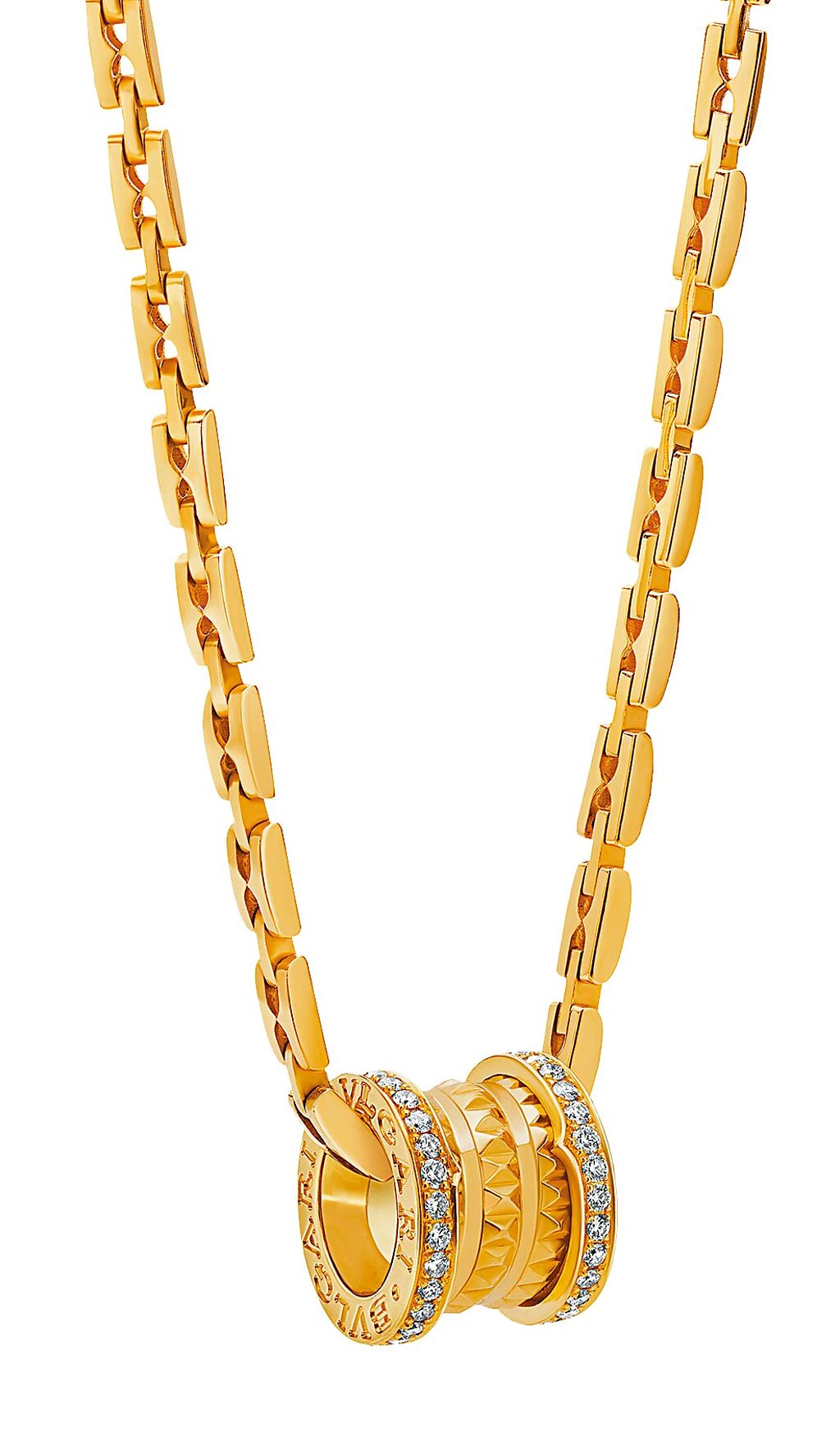 寶格麗B.zero1  Rock Chain系列黃K金鑽石頸鍊，31萬3600元。（寶格麗提供）