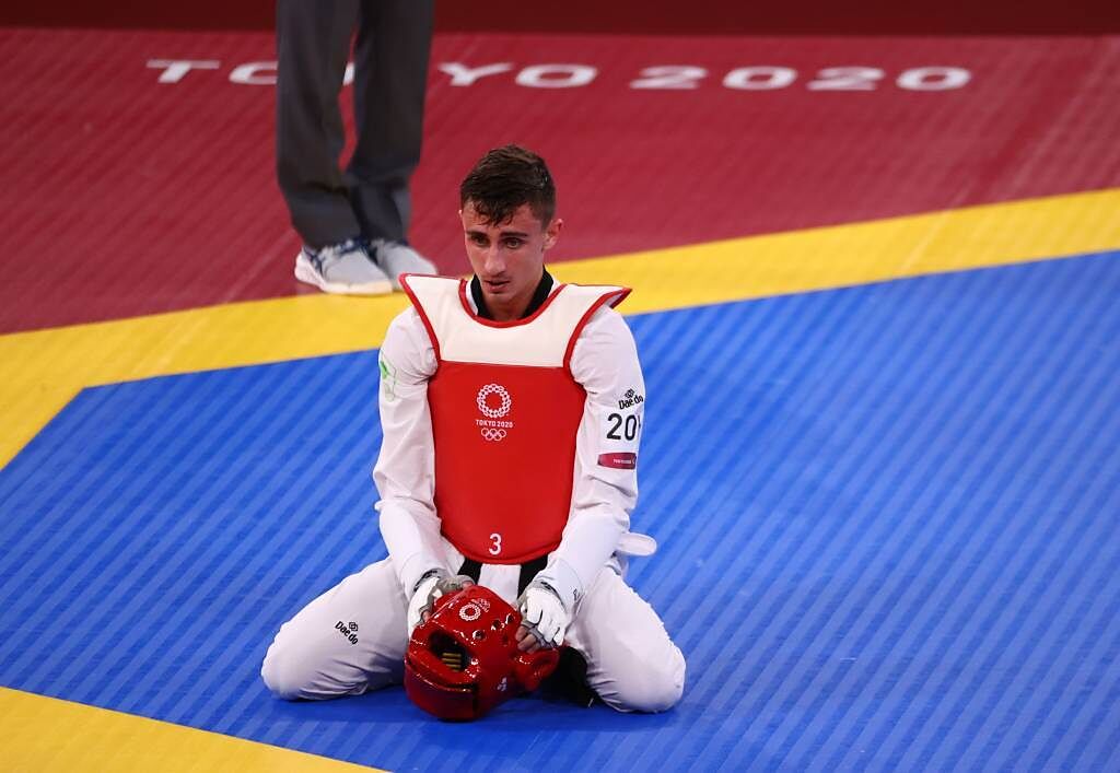 愛爾蘭跆拳道國手Jack Woolley在東京奧運首戰落敗。（路透）