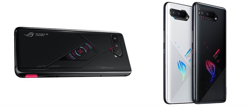 ROG Phone 5s Pro(左）搭載彩色後置幻視螢幕；右為ROG Phone 5s。（華碩提供／黃慧雯台北傳真）