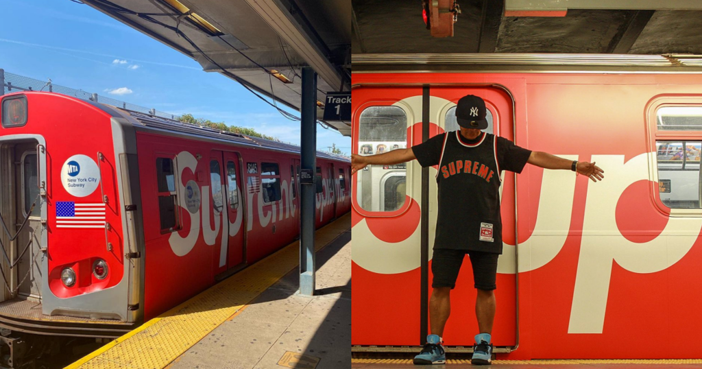 至尊列車出發！紐約地鐵出現 Supreme 列車潮流迷搶打卡(圖／JKF提供)