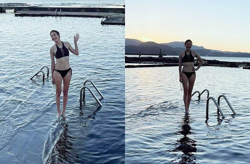 賈永婕分享到基隆游泳照片。（圖／翻攝自賈永婕的跑跳人生臉書）