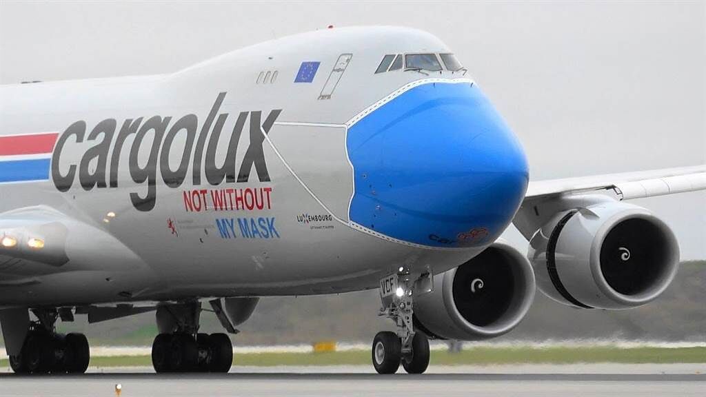 盧森堡貨運航空「口罩機」曝光，獲網友大讚超可愛。（翻攝網路）