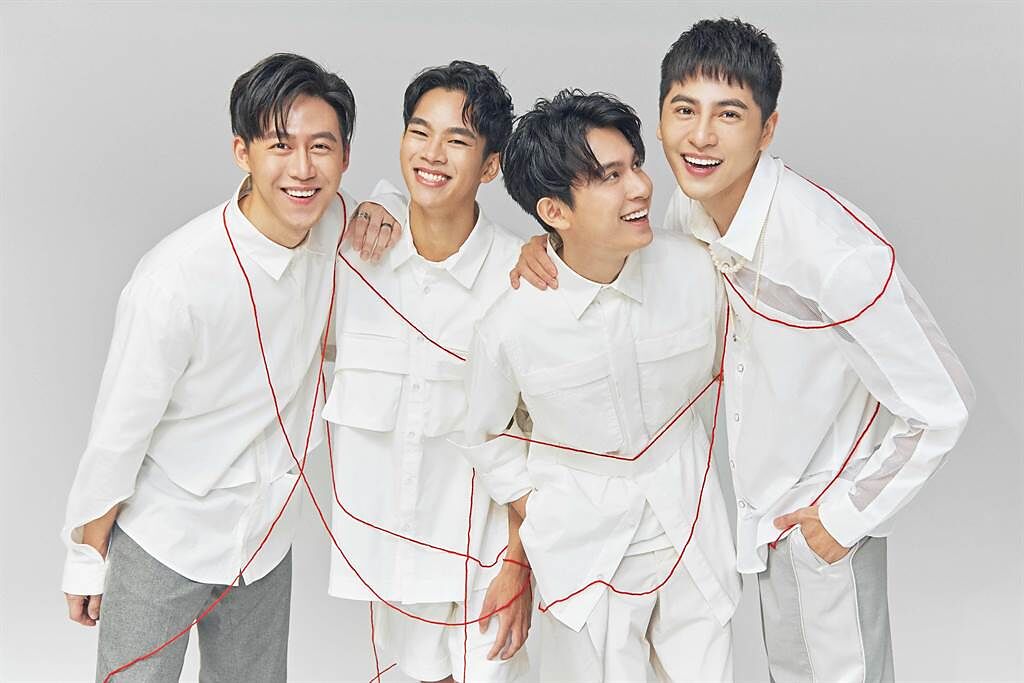 郭宇宸（左起）、林煒傑、林暉閔與黃新皓將演出BL劇《基因決定我愛你》。（達騰娛樂提供）
