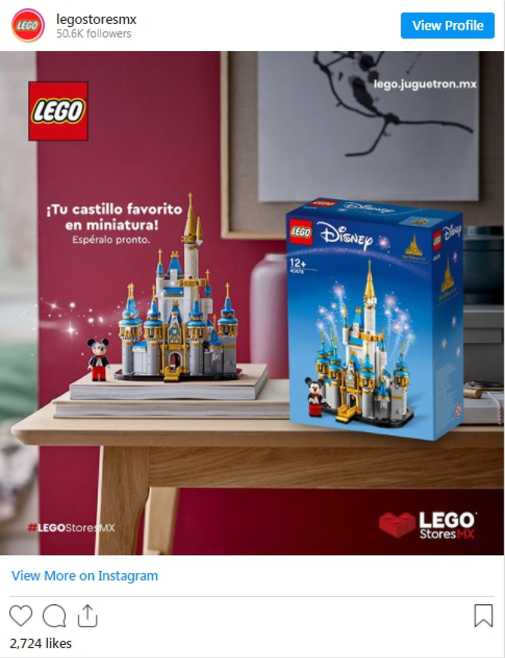 週年就有 LEGO 是不敗的定律？燕尾服米奇加迷你版迪士尼城堡 這樣也能算去迪士尼玩了嗎（圖片／截取自IG: legostoreesmx）