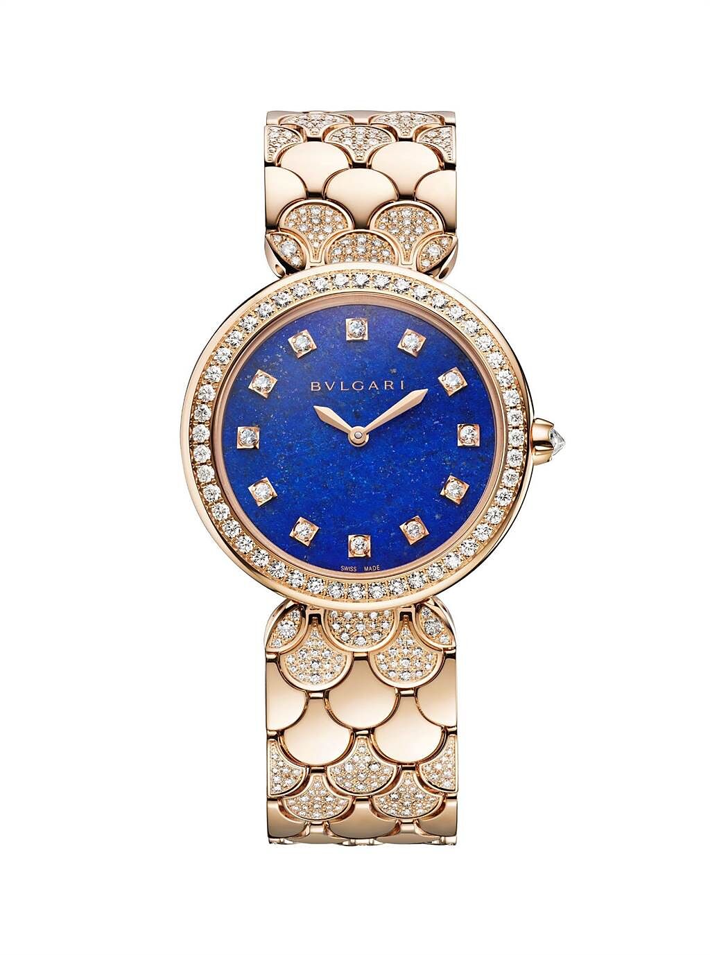 寶格麗DIVAS’ DREAM系列珠寶腕表，青金石款，約152萬3000元。（BVLGARI提供）