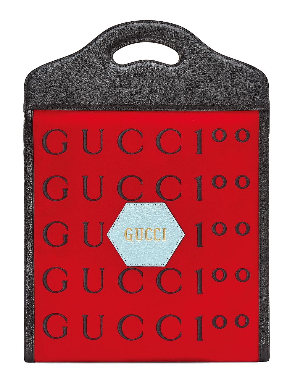 GUCCI Centennial紅色Logo手拿肩背包，8萬2100元。（GUCCI提供）