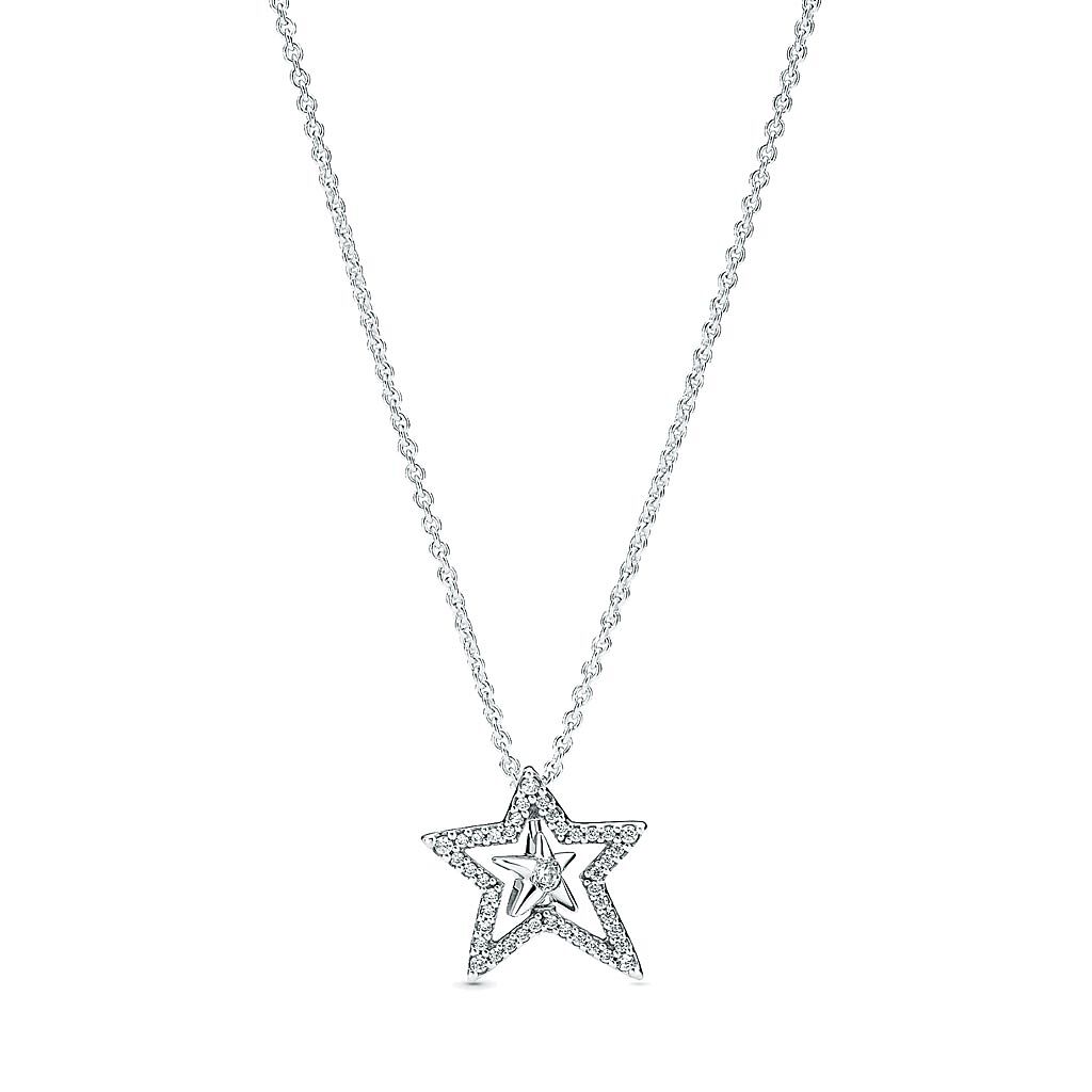 PANDORA密鑲寶石璀璨星形短項鍊，3280元。（PANDORA提供）