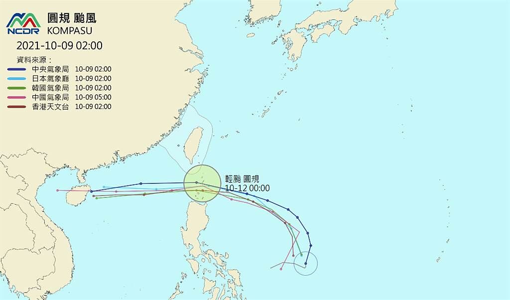 圓規颱風來勢洶洶，不排除侵台甚至登陸機率。（翻攝天氣與氣候監測網）