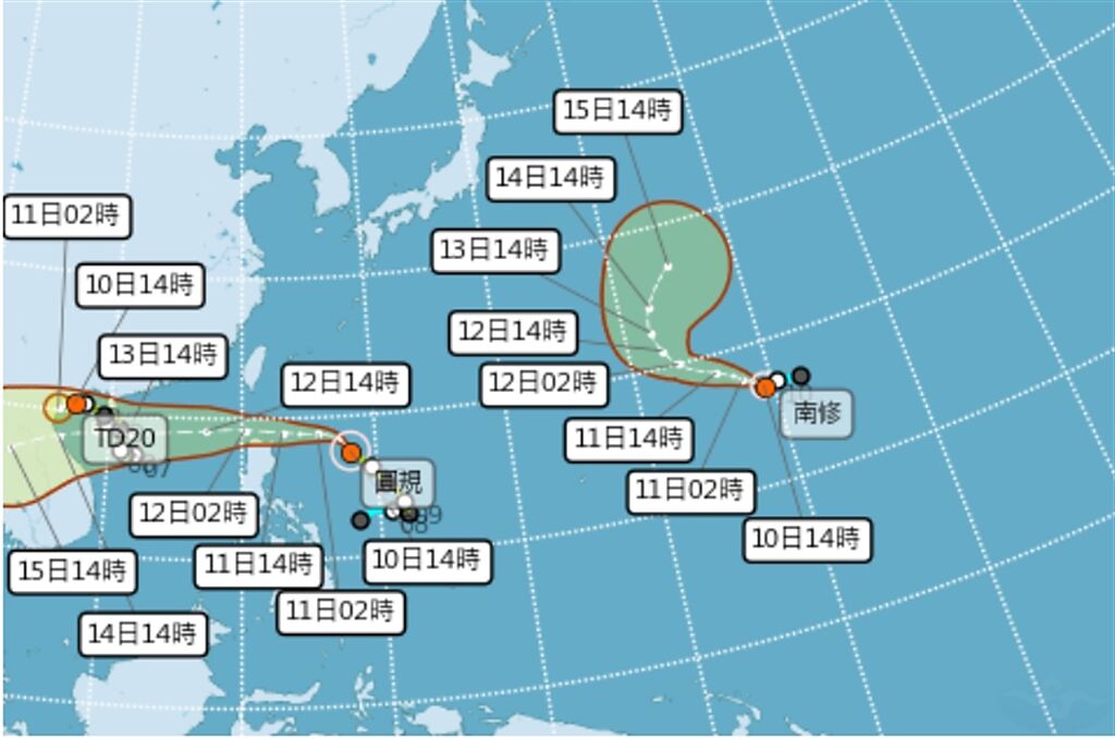 氣象局預估，最快今晚8點發布圓規颱風的海上颱風警報。(圖/氣象局)