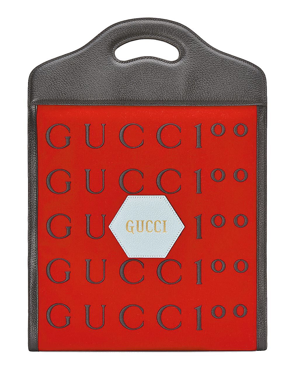 GUCCI百年慶Centennial紅色Logo手拿肩背包，8萬2100元。（GUCCI提供）