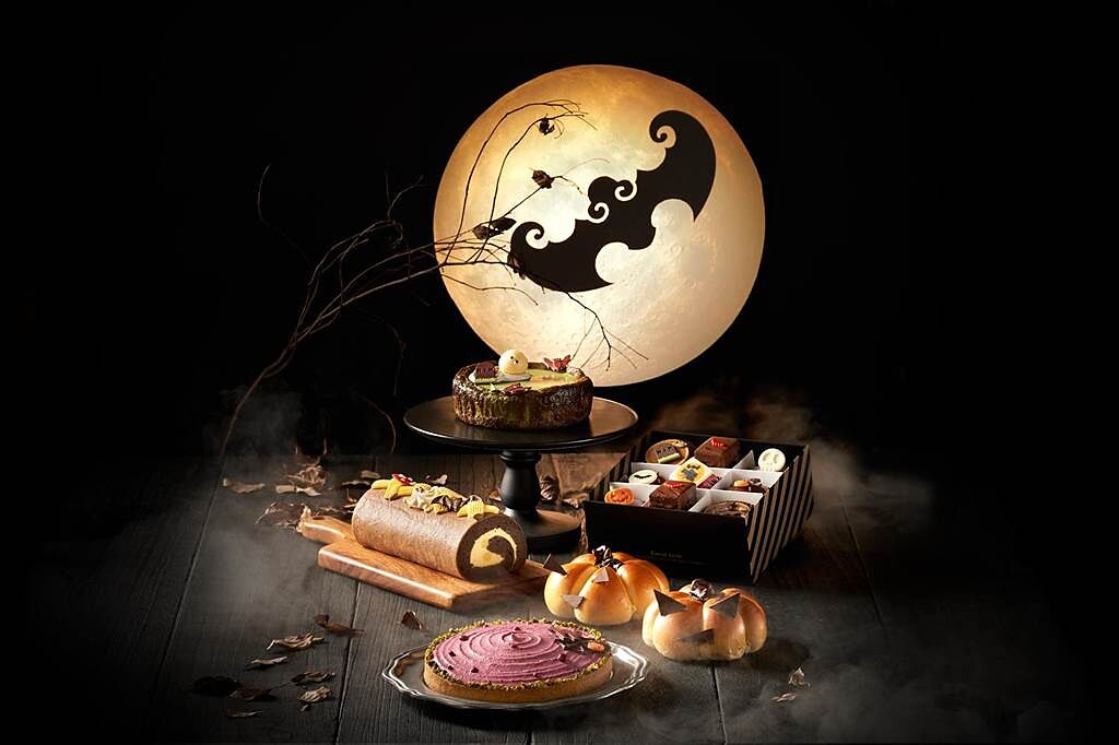 台北福華大飯店點心坊推出多款萬聖節限定的可愛甜品。（台北福華大飯店提供）