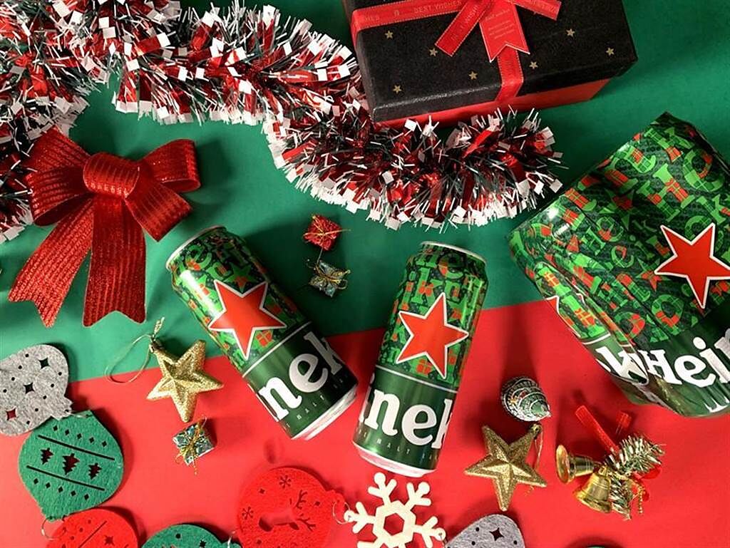 搶節慶餐飲商機，海尼根推出「聖誕星潮罐」即日起於全台7-11獨家限量販售。圖／海尼根提供