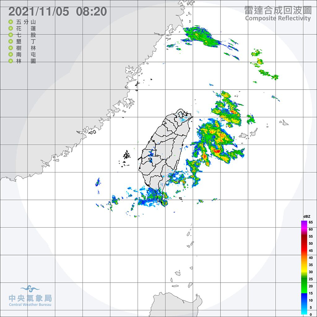 中央氣象局預報指出，今天台灣附近風向轉為東南風至偏南風，水氣明顯減少，各地大多為多雲到晴。（翻攝自中央氣象局／林良齊台北傳真）