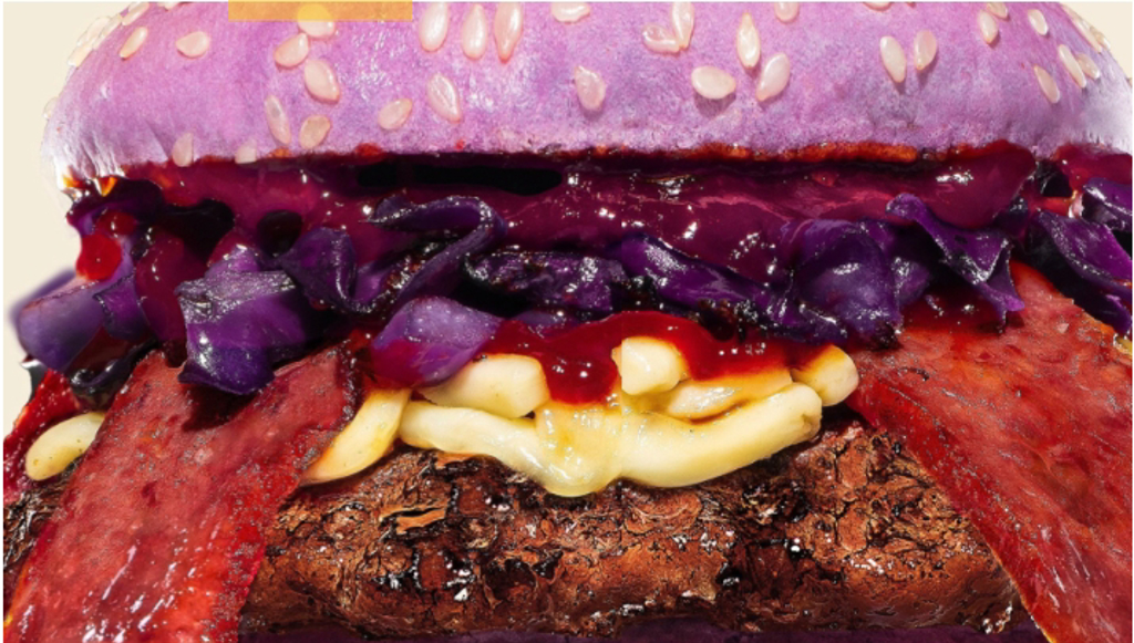 seafood重出江湖開餐飲？漢堡王Burger King 限時「Purple Seoul」菜單，重現海綿寶寶美麗蟹堡(圖/BEEMEN蜂報)