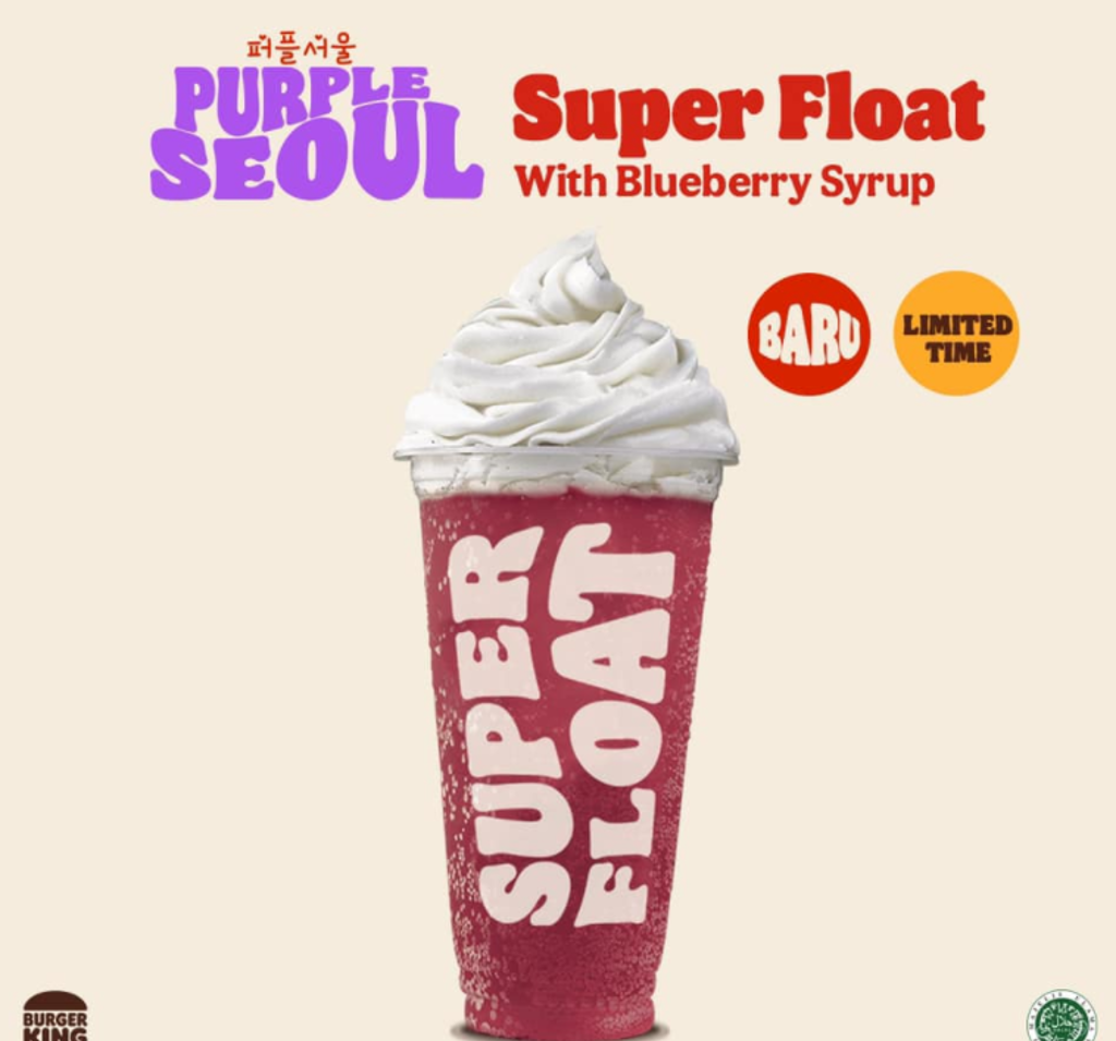 Super Float with Blueberry Syrup藍莓口味的飄浮汽水(圖/IG：@burgerking.id)
