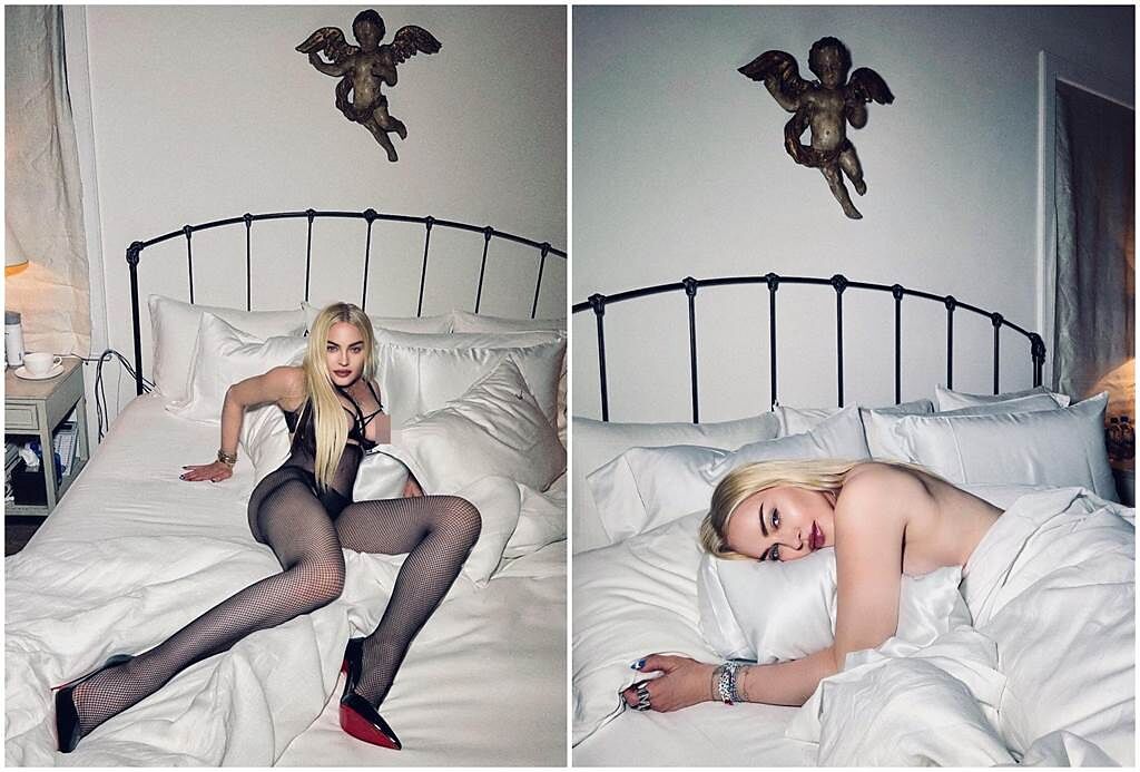 瑪丹娜（Madonna）在IG上曬出一系列半裸床照。（圖／IG@madonna）