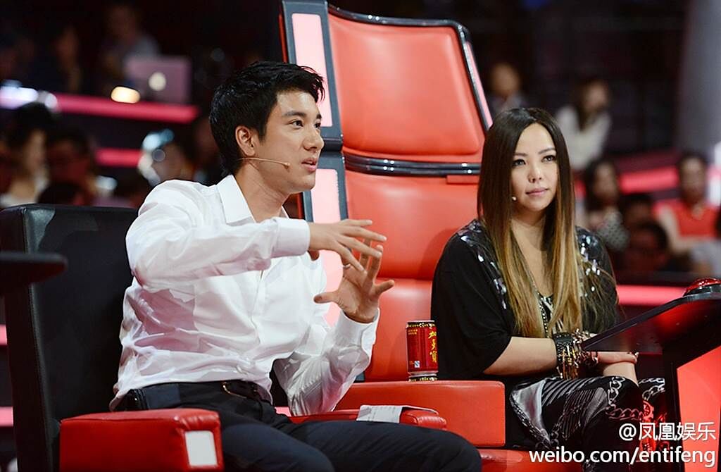 王力宏與張惠妹分手後，曾在《中國好聲音》再同台。（圖／翻攝自鳳凰娛樂微博）