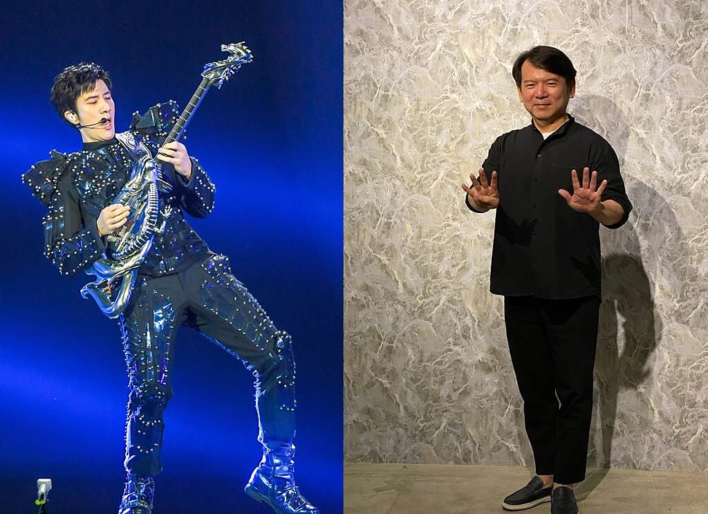 李建復（右）是知名民歌手，擁好嗓音，曾在2012年受邀在王力宏於北京鳥巢演唱會同台演出。（報系資料照）
