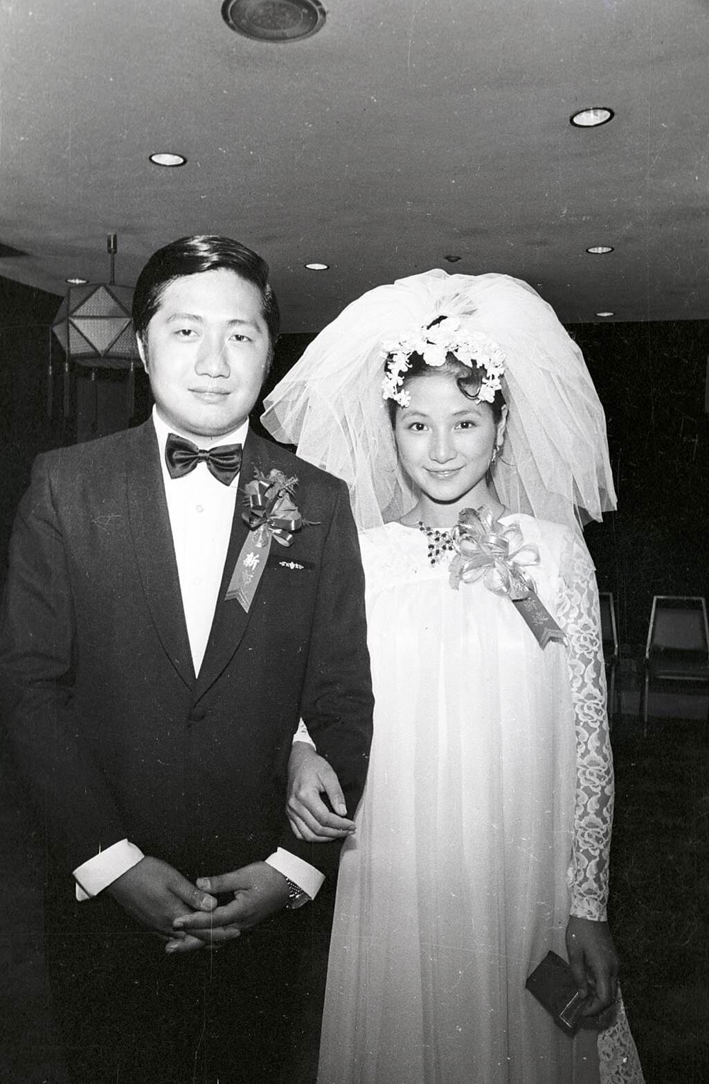 鄭佩佩和原文通1970年在台北補辦婚禮。（資料照／楊嘉慶攝）