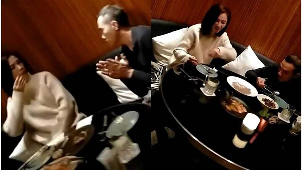 謝盈萱被直擊與一名油頭熟男在萬豪酒店用餐。（圖／讀者提供）
