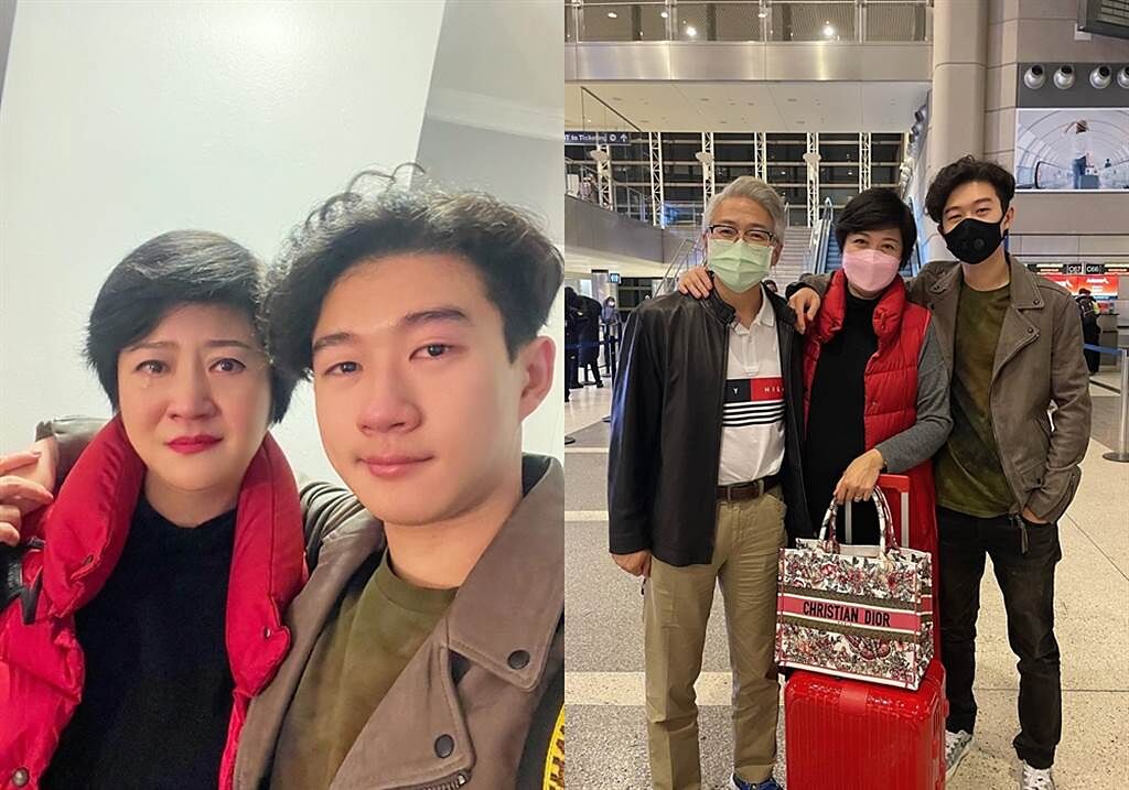 崔佩儀在機場與兒子、老公合影。（圖／FB@崔佩儀）