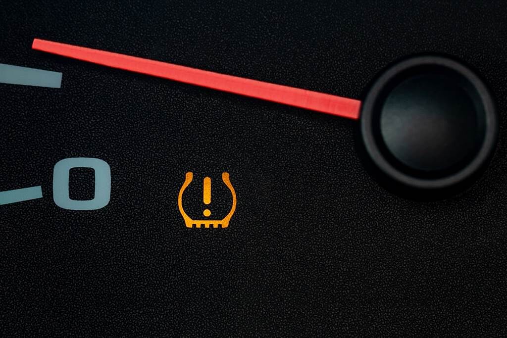 當汽車胎壓不足時，儀表板會亮起猶如三叉戟的警示燈提醒駕駛。（圖／Shutterstock）