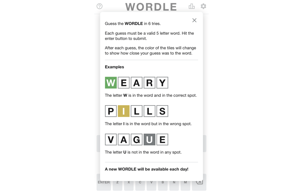 Wordle玩法相當簡單，只要懂簡單英文保證玩一次就上手。（圖／翻攝自Wordle）