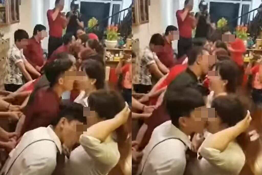 有越南網友上傳影片，聲稱當地有公司舉辦尾牙餐會，團康活動尺度之大讓人咋舌。（圖／翻攝自影片）