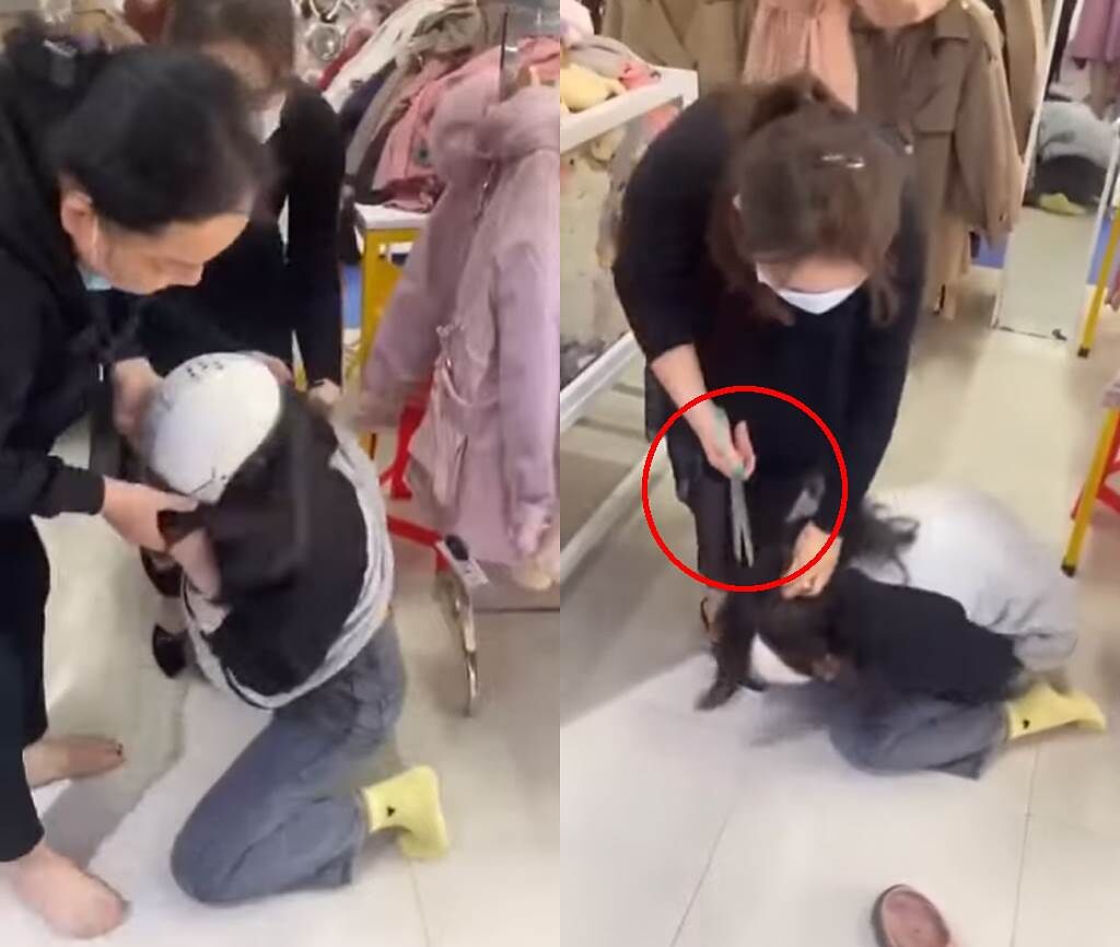 越南一名少女偷衣服被老闆抓到，慘被一行人私刑報復。（圖／翻攝自影片）