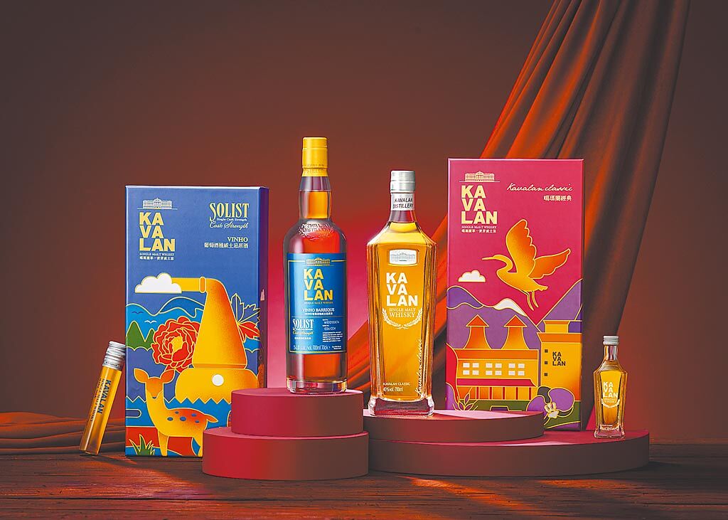 噶瑪蘭以可愛童趣的形象，包裝經典單一麥芽威士忌禮盒與經典獨奏VINHO葡萄酒桶威士忌原酒禮盒。（KAVALAN提供）飲酒過量 有害健康
