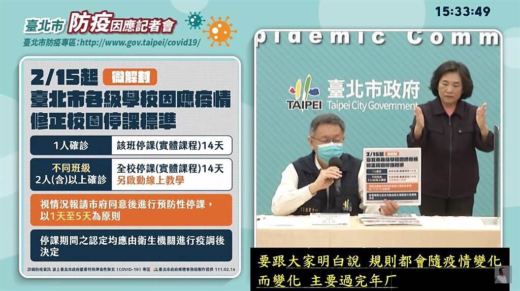 台北市長柯文哲宣布北市15日起微解封。（圖／翻攝自柯文哲YouTube直播）
