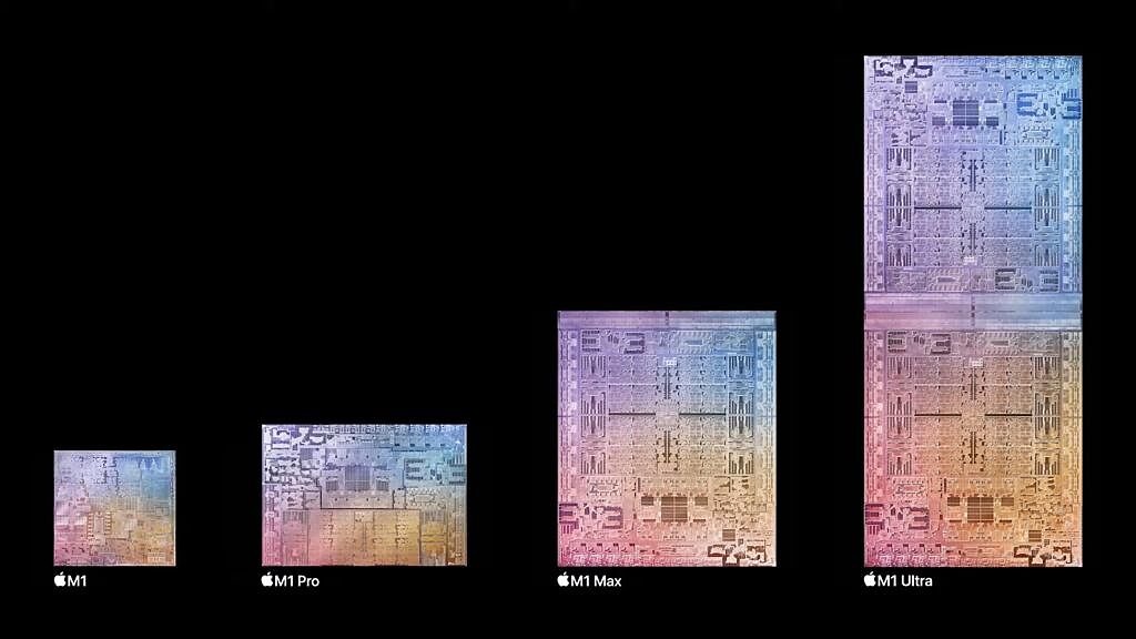 今年蘋果更把最高規格的M1 Max晶片合在一起，打造出最強大的M1 Ultra晶片，帶來前所未有性能的系統單晶片 (SoC)，為個人電腦晶片史上最多包含1140億個的電晶體。（翻攝直播畫面）