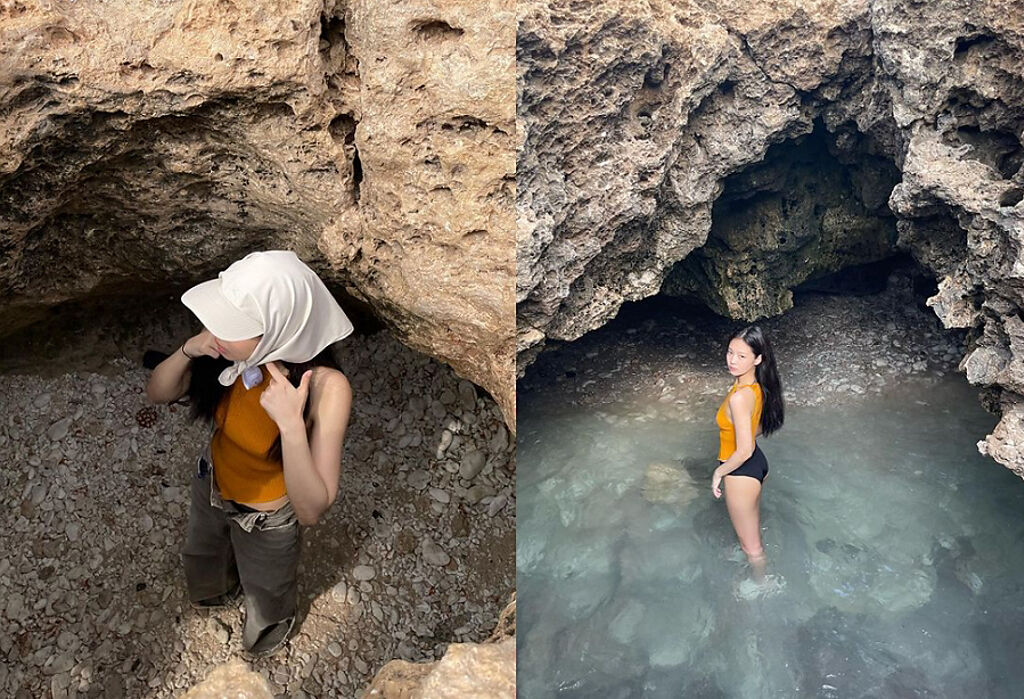 最近Jennie在歐美享受假期，在絕美洞穴裡玩水脫掉外褲，展現飽滿蜜桃臀和S曲線，尺度越來越火辣。(圖/ 摘自BLACKPINK Jennie IG)